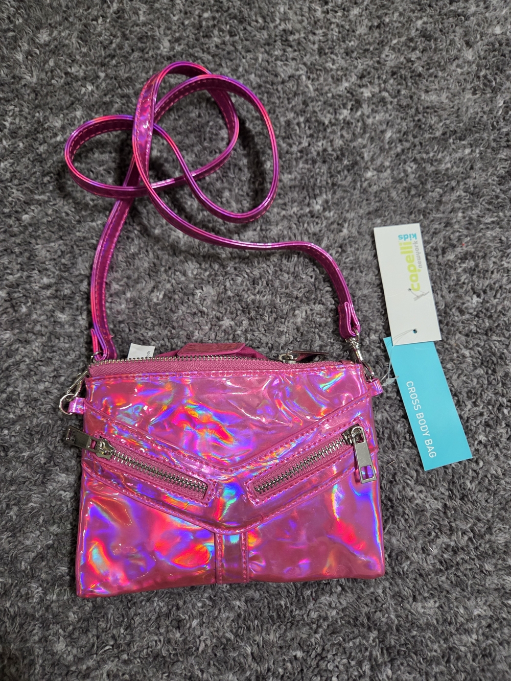 Capelli of New York Iridescent Hot Pink Crossbody Bag